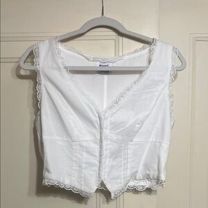 Princess Polly White Lace Trimmed Women's Top